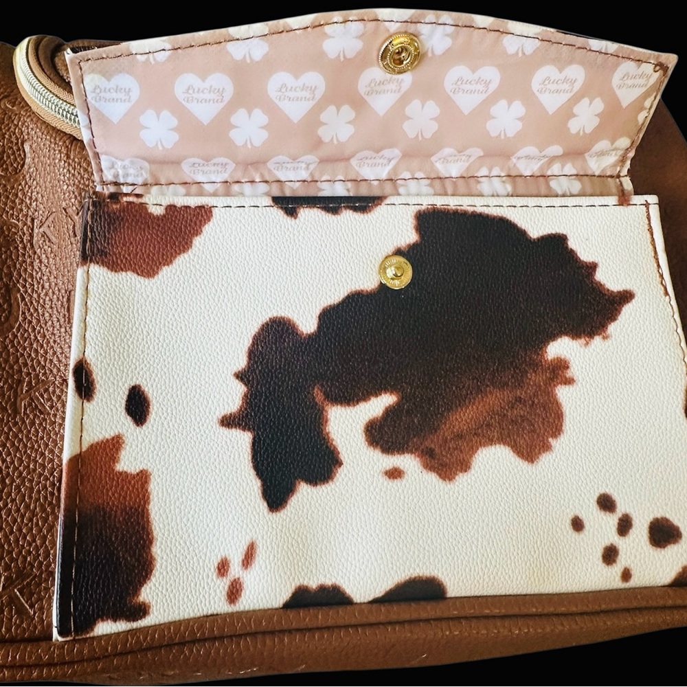 NWT Lucky Brand Black/Brown Cow Print Bags His and Hers x2 - Picture 4 of 10